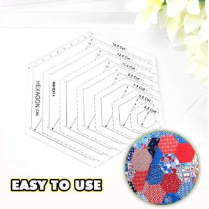 Assorted sizes of hexagons made easy with the versatile Hexagon Patchwork Quilting Ruler