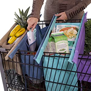 reusable grocery bags that attach to cart