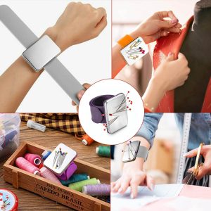 Handy magnetic wristband Sewing Pin Holder for crafters and quilters