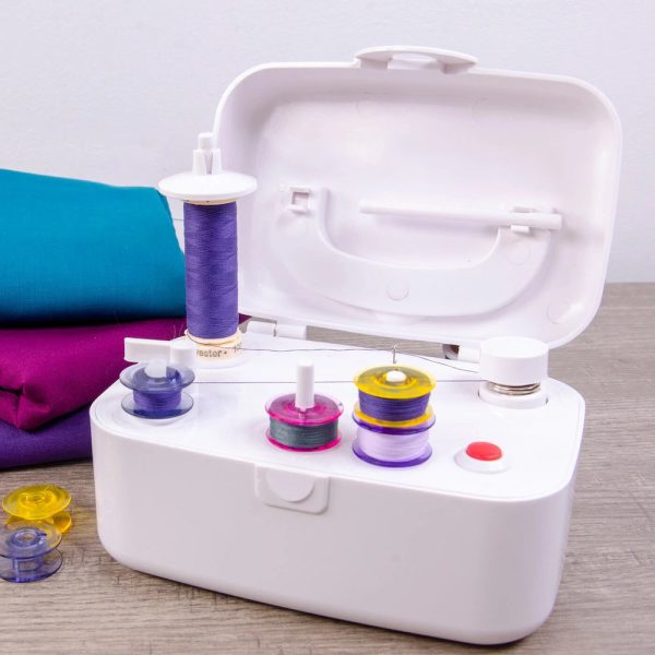 Efficient Bobbin Winder Machine loaded with thread for sewing projects