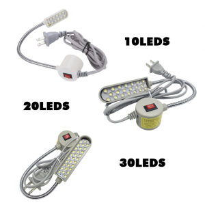 Ergonomic Gooseneck LED Light attached to a sewing machine for clear visibility