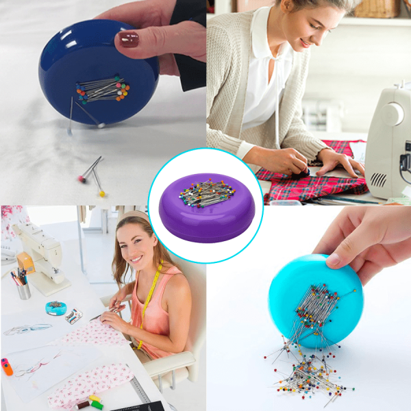 Handy Magnetic Sewing Pincushion with 50 plastic head pins included