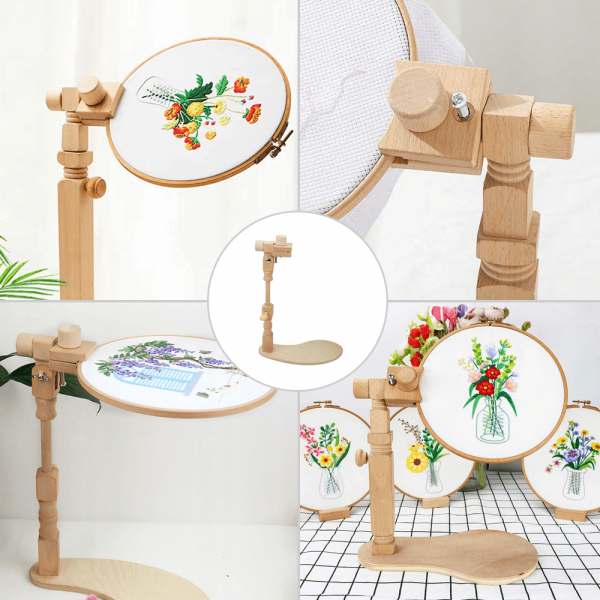 Adjustable Universal Embroidery Lap Stand in a cozy home crafting space