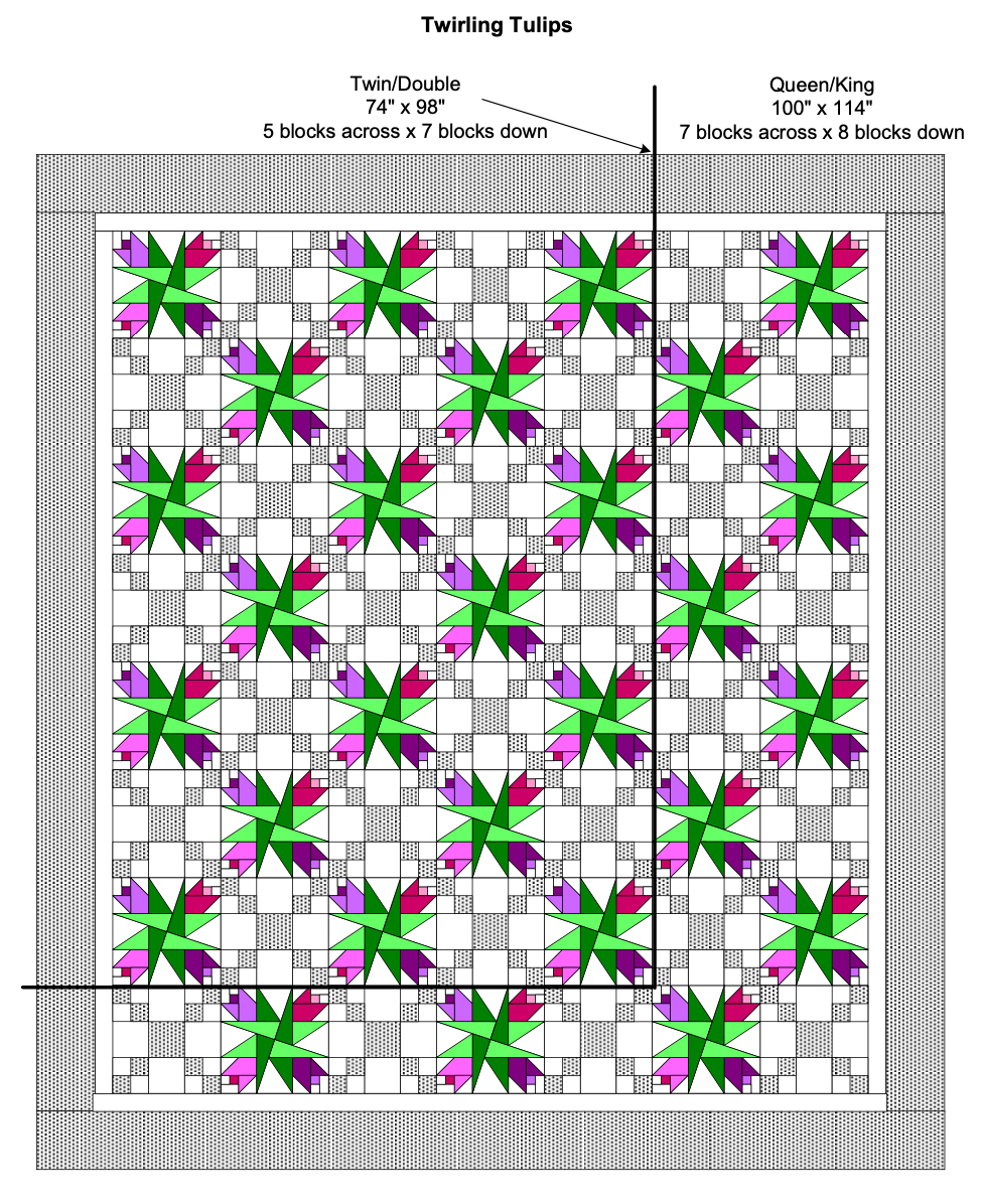 Purple Twirling Tulip Quilt Pattern