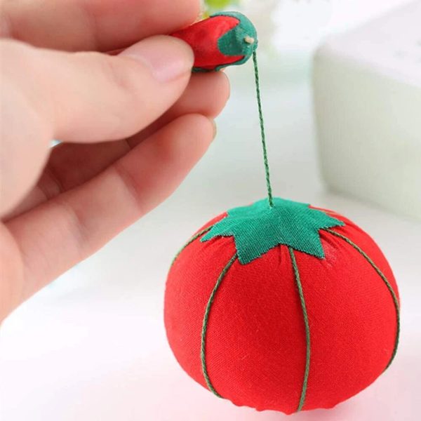 Cute Tomato Pin Cushion with integrated strawberry emery for needle maintenance