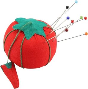 Classic Tomato Shaped Pin Cushion with attached needle sharpener